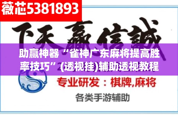 助赢神器“雀神广东麻将提高胜率技巧”(透视挂)辅助透视教程
