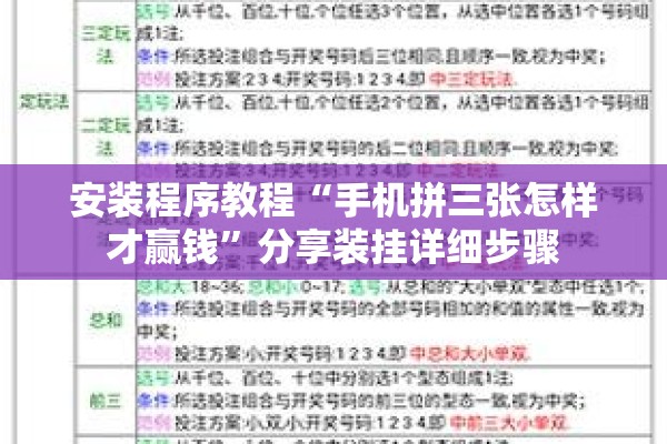 安装程序教程“手机拼三张怎样才赢钱”分享装挂详细步骤