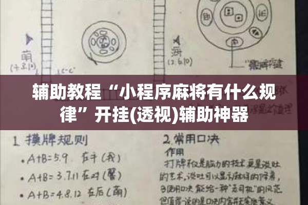 辅助教程“小程序麻将有什么规律”开挂(透视)辅助神器