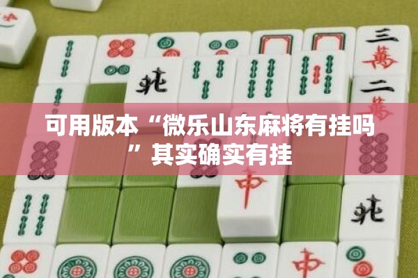 可用版本“微乐山东麻将有挂吗”其实确实有挂