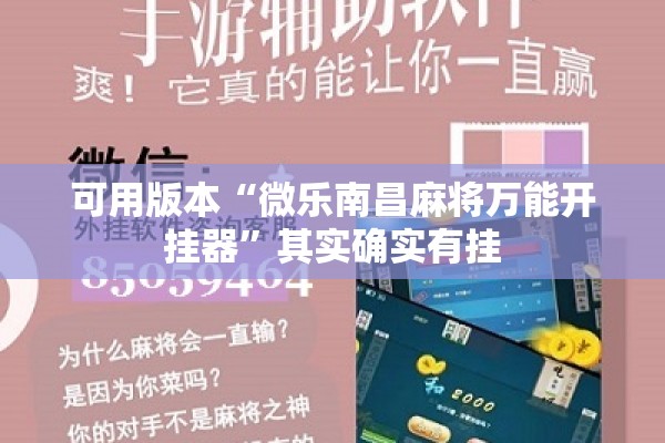 可用版本“微乐南昌麻将万能开挂器”其实确实有挂
