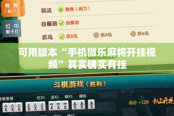 可用版本“手机微乐麻将开挂视频”其实确实有挂