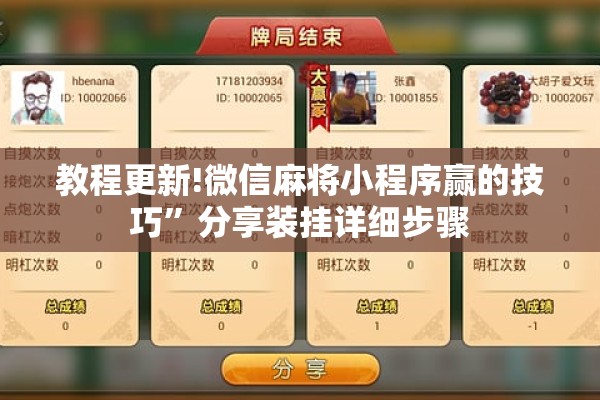 教程更新!微信麻将小程序赢的技巧	”分享装挂详细步骤
