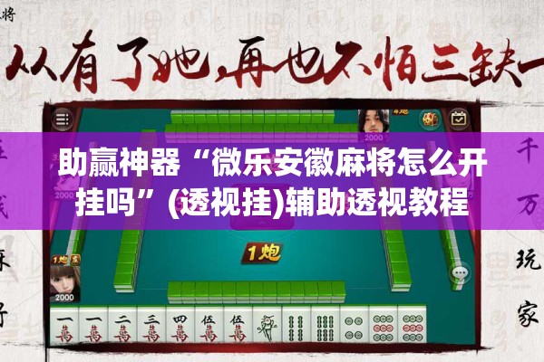 助赢神器“微乐安徽麻将怎么开挂吗”(透视挂)辅助透视教程
