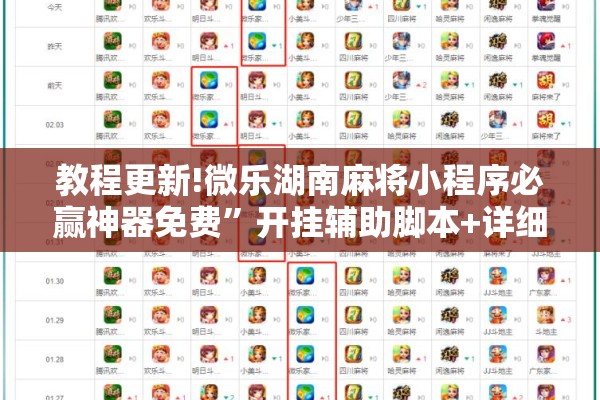教程更新!微乐湖南麻将小程序必赢神器免费	”开挂辅助脚本+详细开挂安装教程