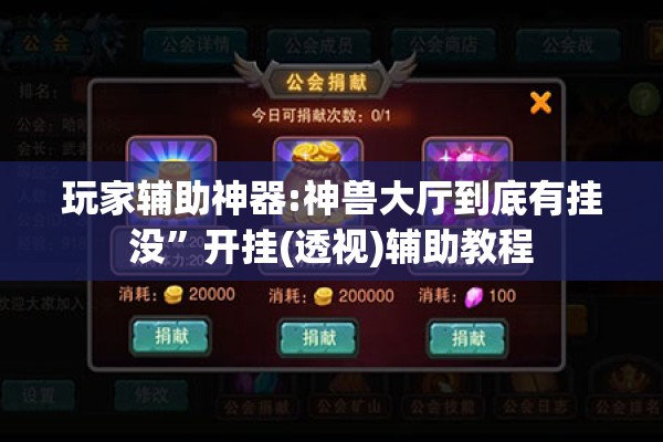 玩家辅助神器:神兽大厅到底有挂没”开挂(透视)辅助教程