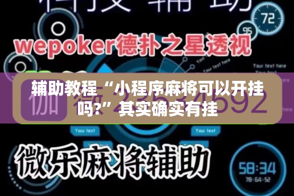 辅助教程“小程序麻将可以开挂吗?”其实确实有挂