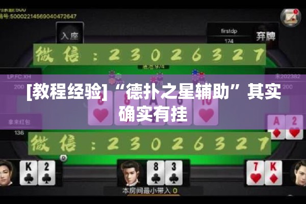 [教程经验]“德扑之星辅助”其实确实有挂