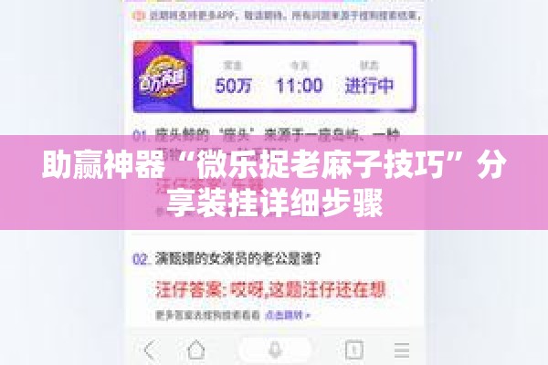 助赢神器“微乐捉老麻子技巧”分享装挂详细步骤